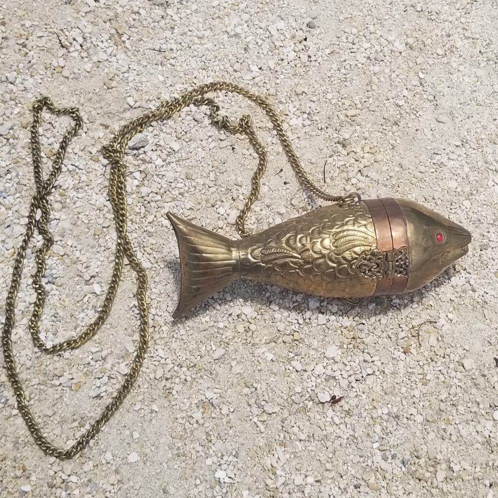 Vintage Brass and Copper Fish Purse